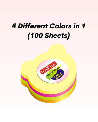 Multi-Shape Fluorescent Sticky Notes – 100 Sheets, Bright and Colourful Designs, Effective Note-Taking & Organizing