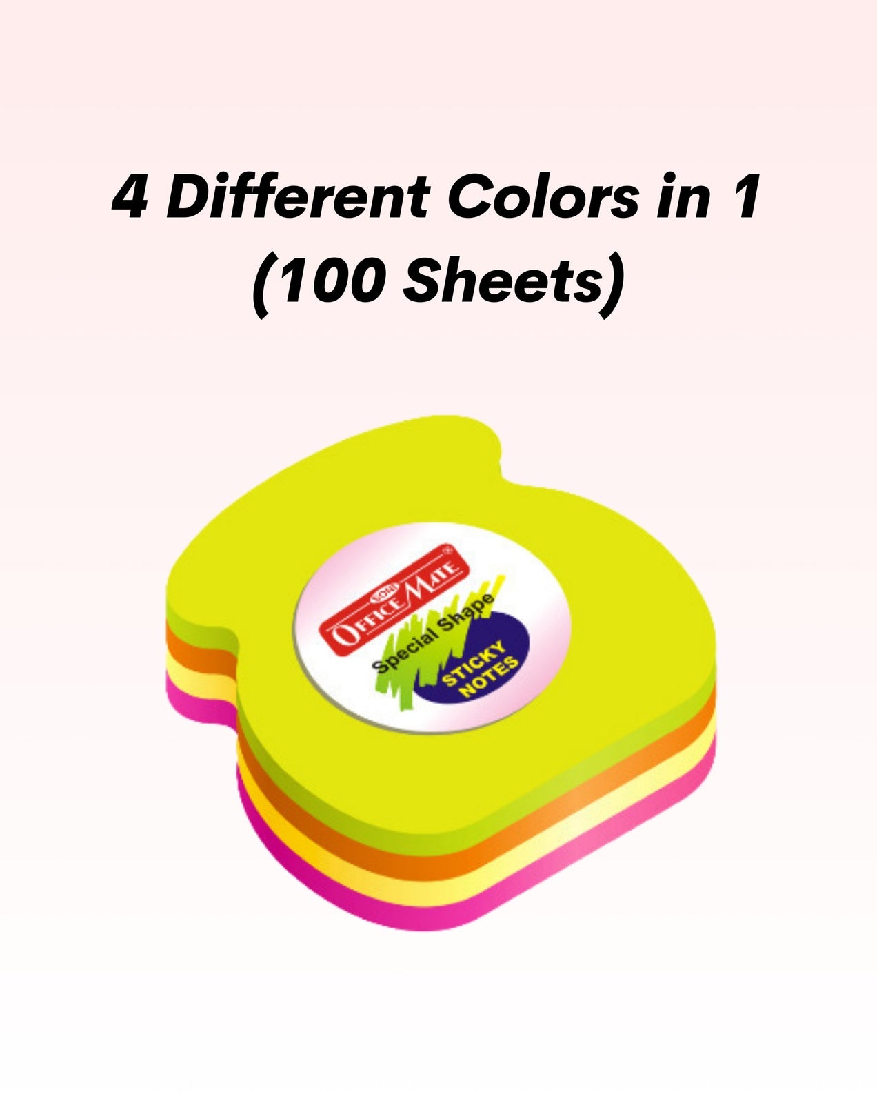 Multi-Shape Fluorescent Sticky Notes – 100 Sheets, Bright and Colourful Designs, Effective Note-Taking & Organizing