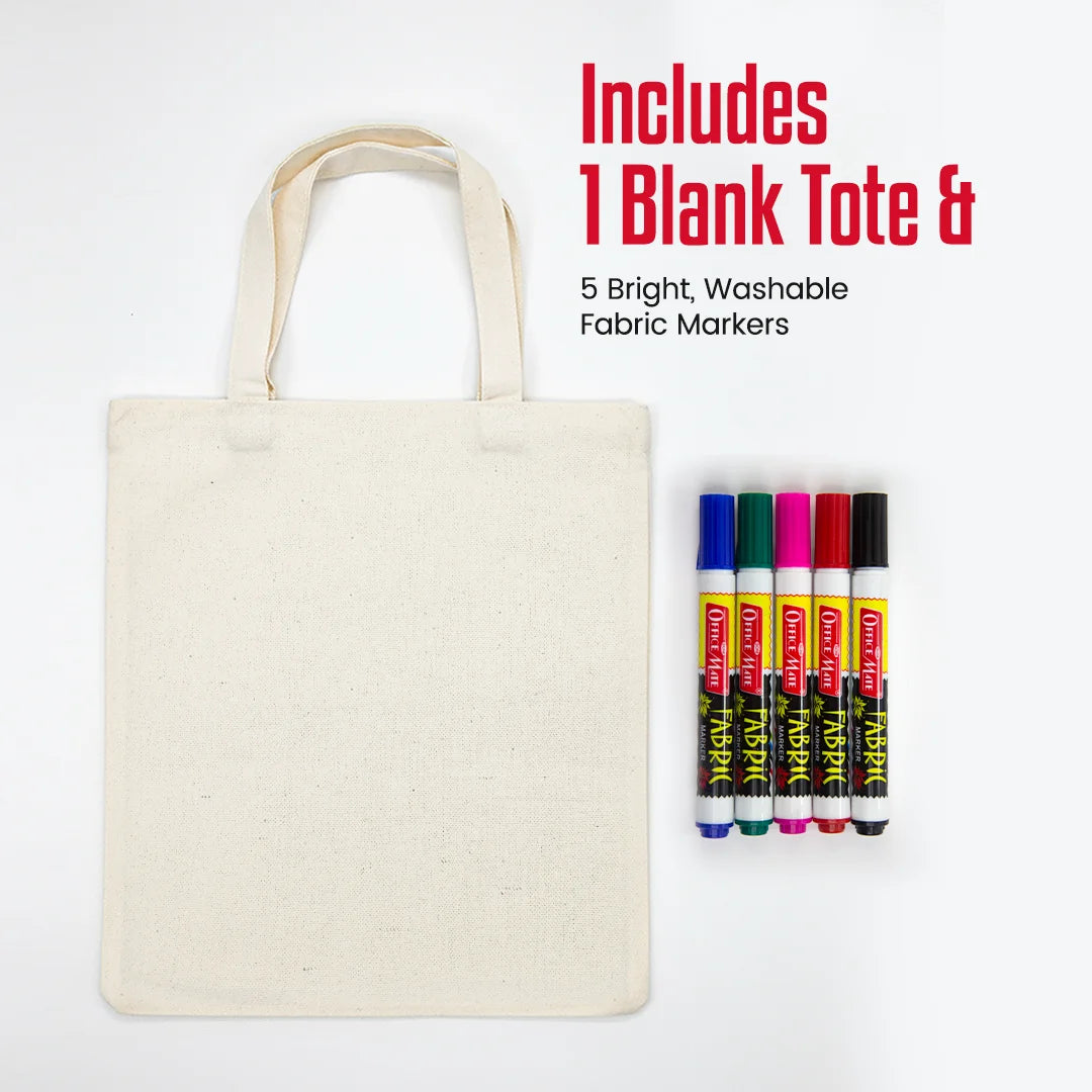 DIY Tote Bag Kit, DIY Art & Craft Kit for Kids, Students & Adults, Safe, Washable & Fun for Home, School, or Gifting