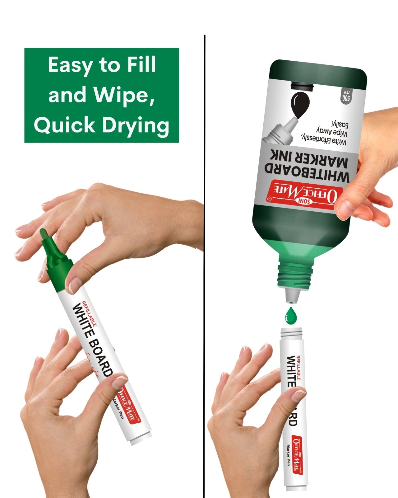 Whiteboard Marker Refill Ink - 500 ml (1pcs), Bright Colours, Eco-friendly