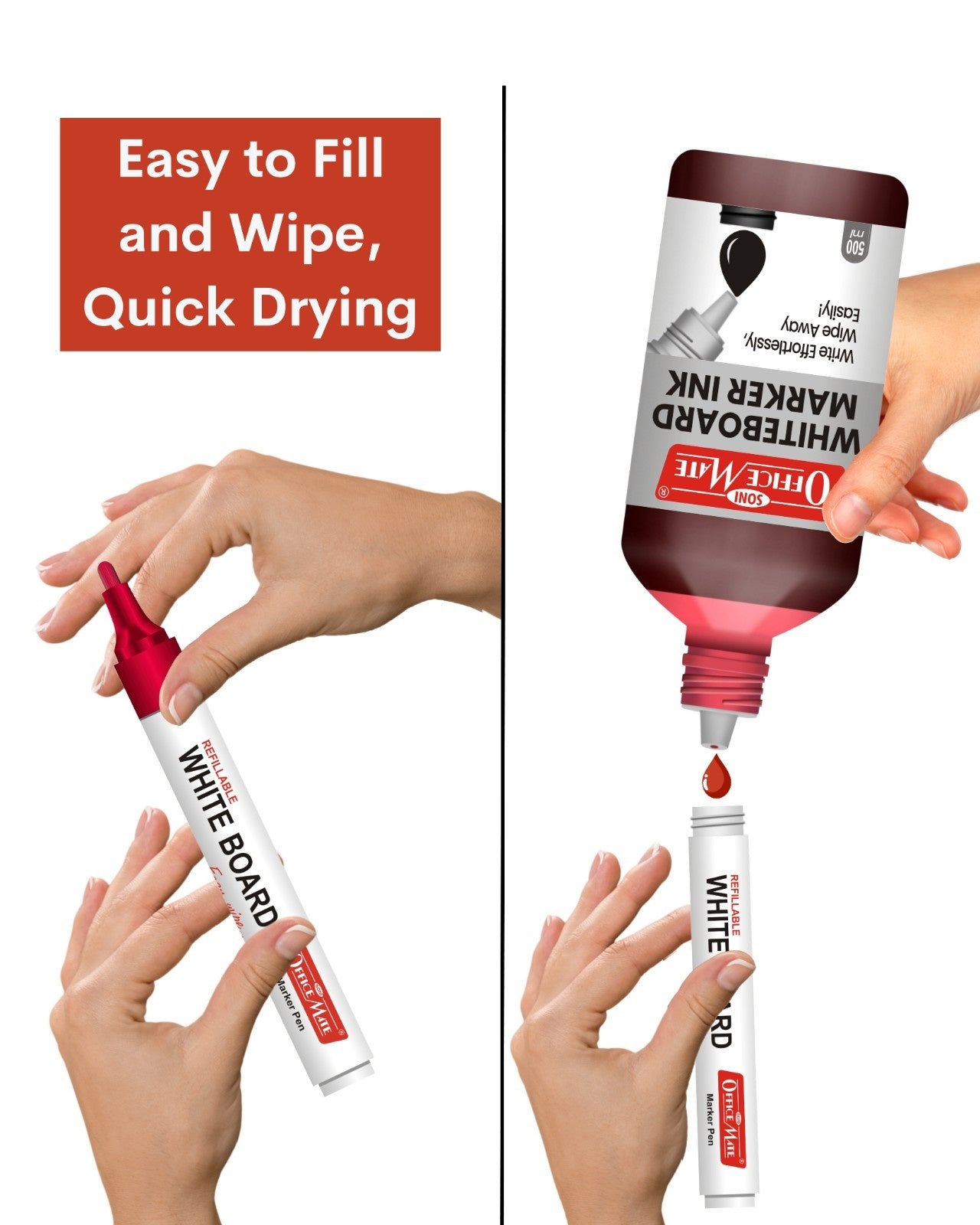 Whiteboard Marker Refill Ink - 500 ml (1pcs), Bright Colours, Eco-friendly