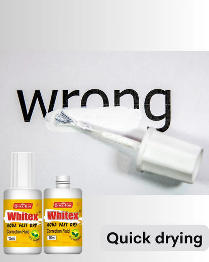 Whitex Correction Fluid (15ml) – Pack of 12, Instant Drying, Eco-Friendly