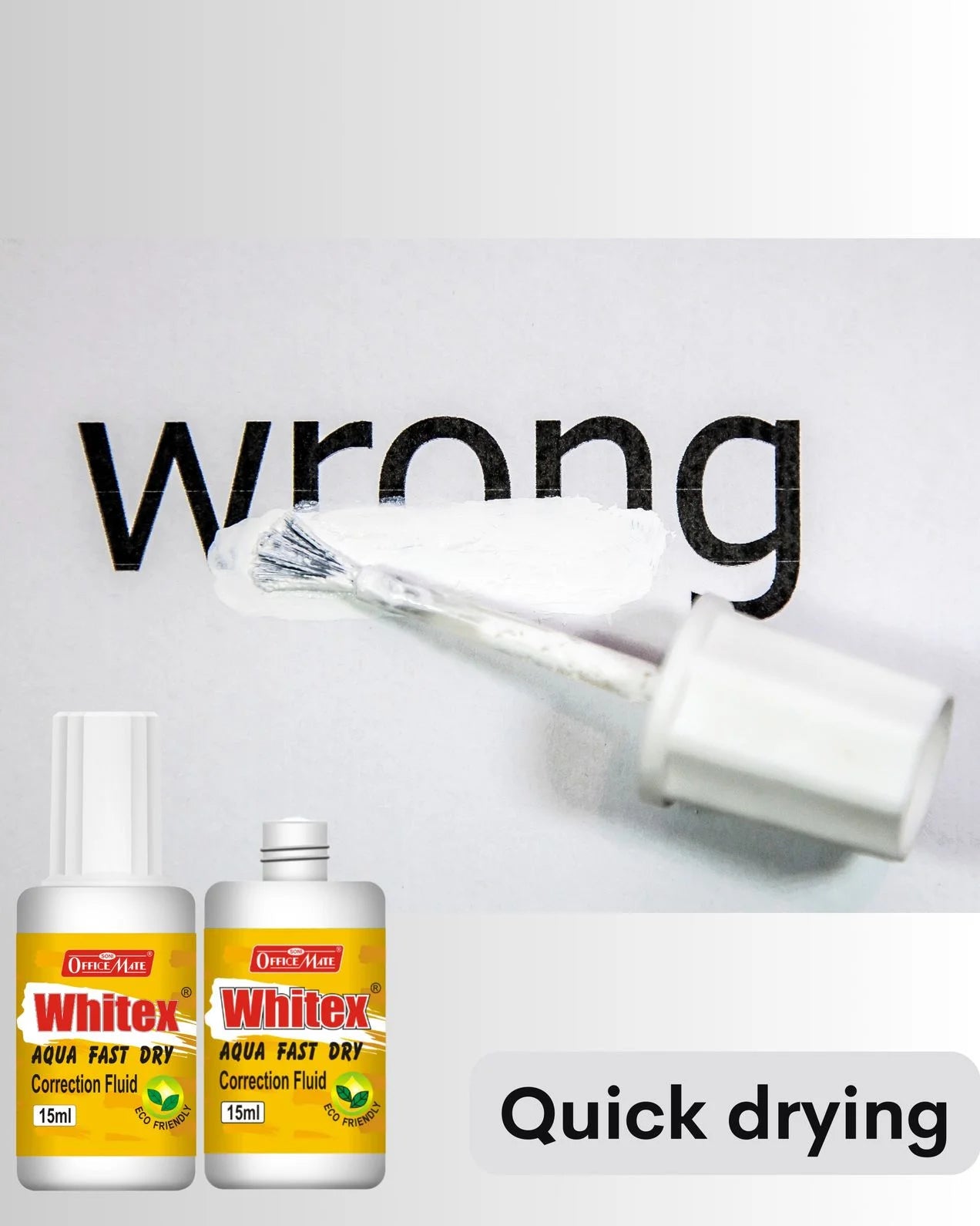 Whitex Correction Fluid (15ml) – Pack of 2, Instant Drying, Eco-Friendly