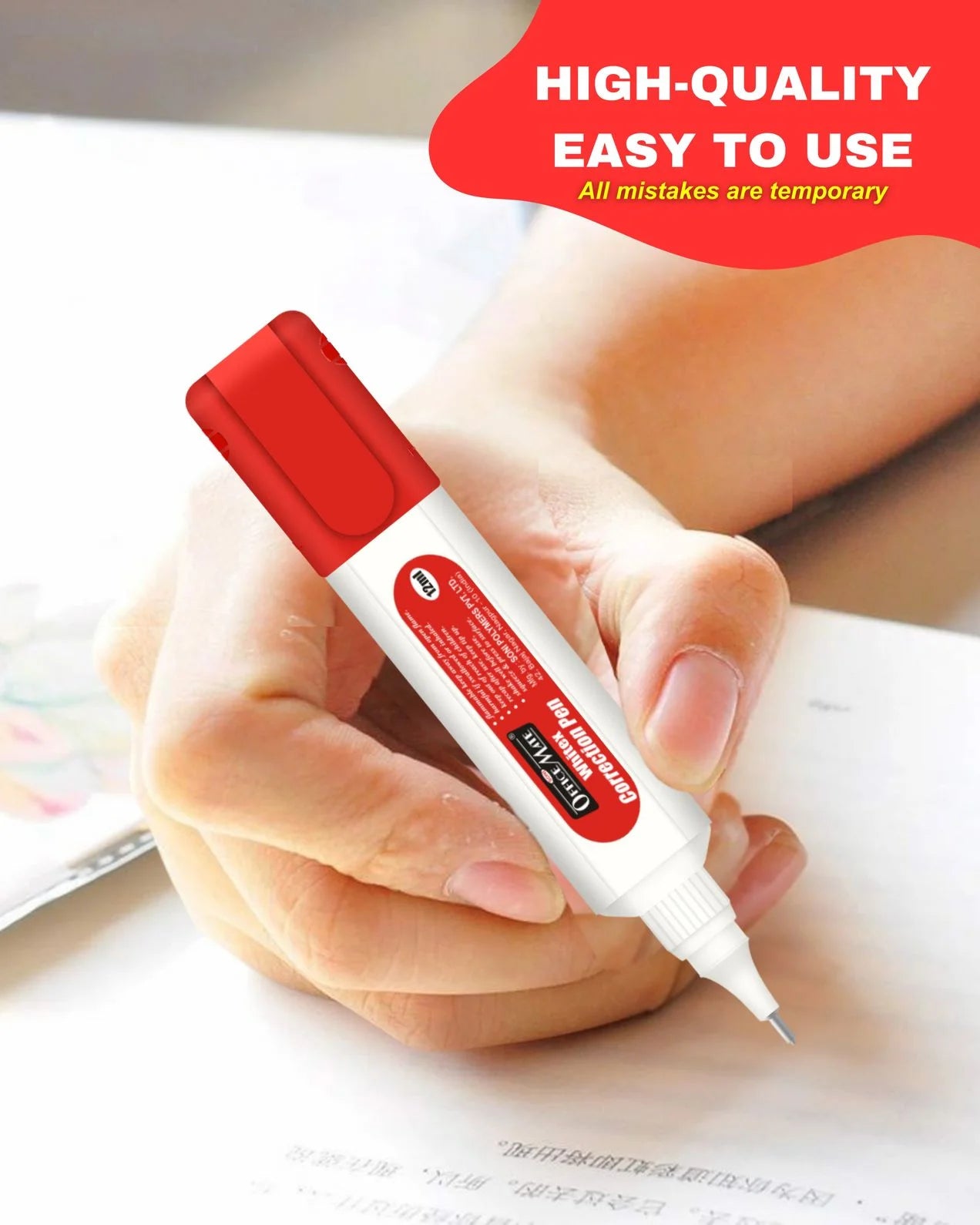 Correction Pen (12ml) – Pack of 12, Instant Drying, Precise Application