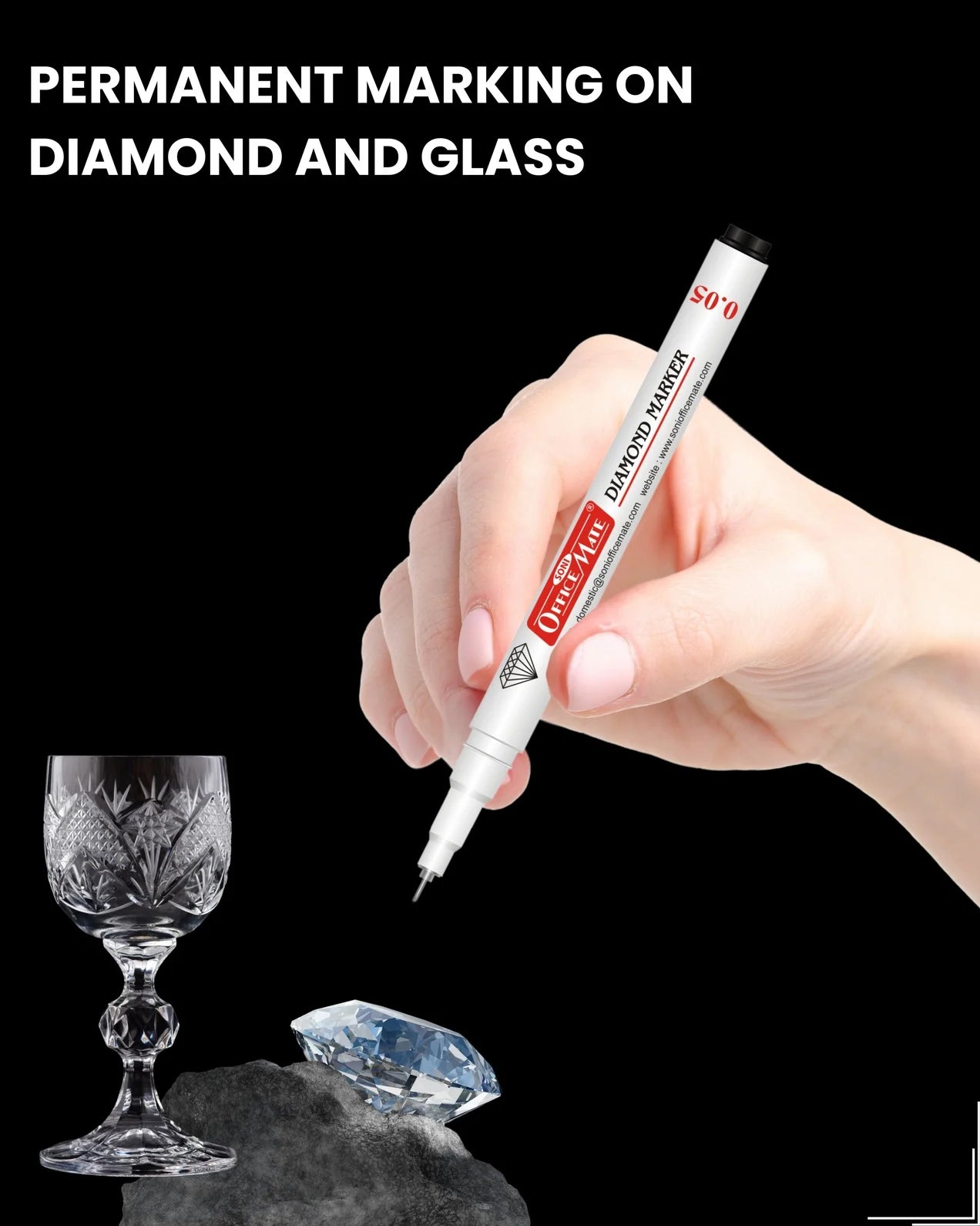 Diamond Marker (4pcs), Ultra-Fine 0.05 mm Tip for Precision Marking on Diamond & Glass, Permanent, Fade-Resistant, Smooth Application