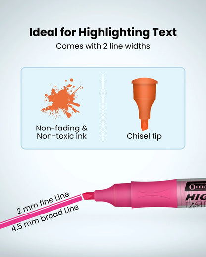Fluorescent Liquid Highlighter Markers (4pcs) – Vibrant Colours, Smooth Flow, 3x Longer Lasting