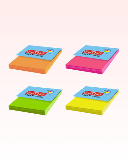 Fluorescent Sticky Note Pads – 100 Sheets (76 x 76), Effective Note-Taking & Organizing