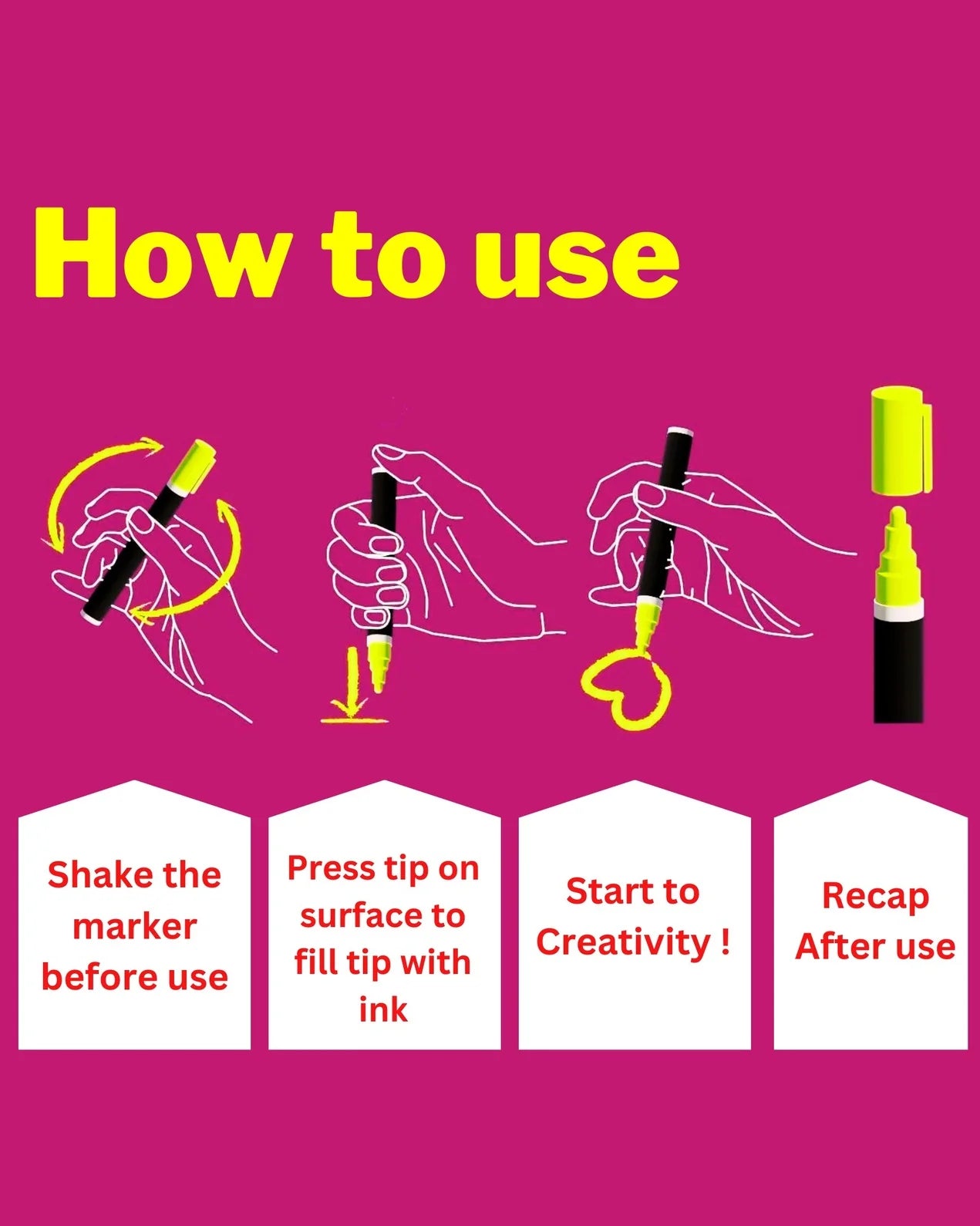 Fluorescent Window Marker /Chalk Marker - Bright, Bold, Easy Erase