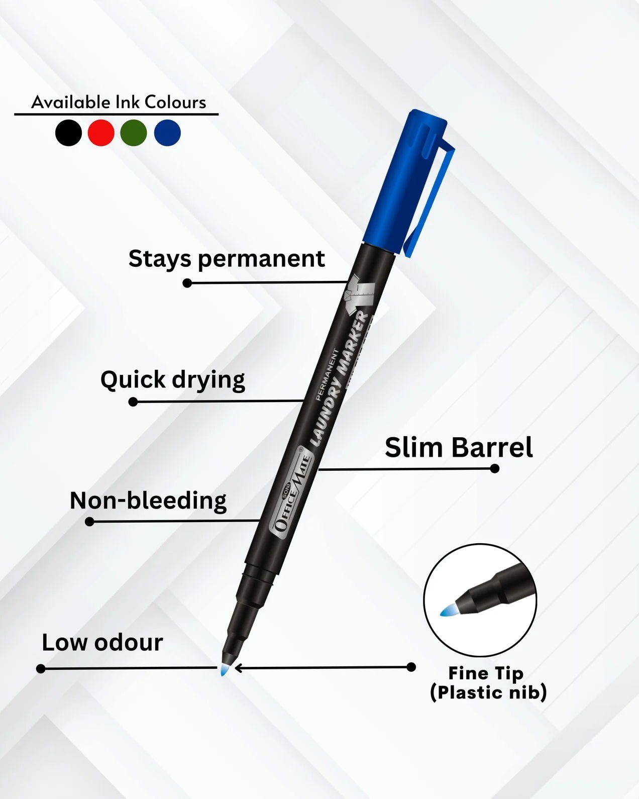 Fine Tip Laundry Markers (10pcs) – Permanent Ink, Non-Toxic, Fade-Resistant