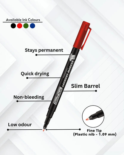 Fine Tip Laundry Markers Pen (Pack of 4) – Permanent Ink, Non-Toxic, Fade-Resistant