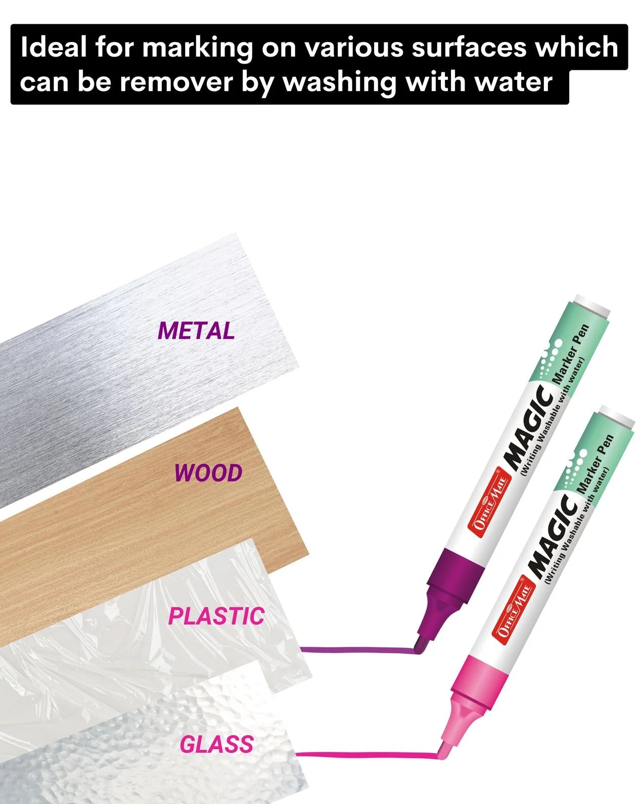 Magic Marker Pen (4pcs), Water-Washable, Bright Colours, Eco-Friendly