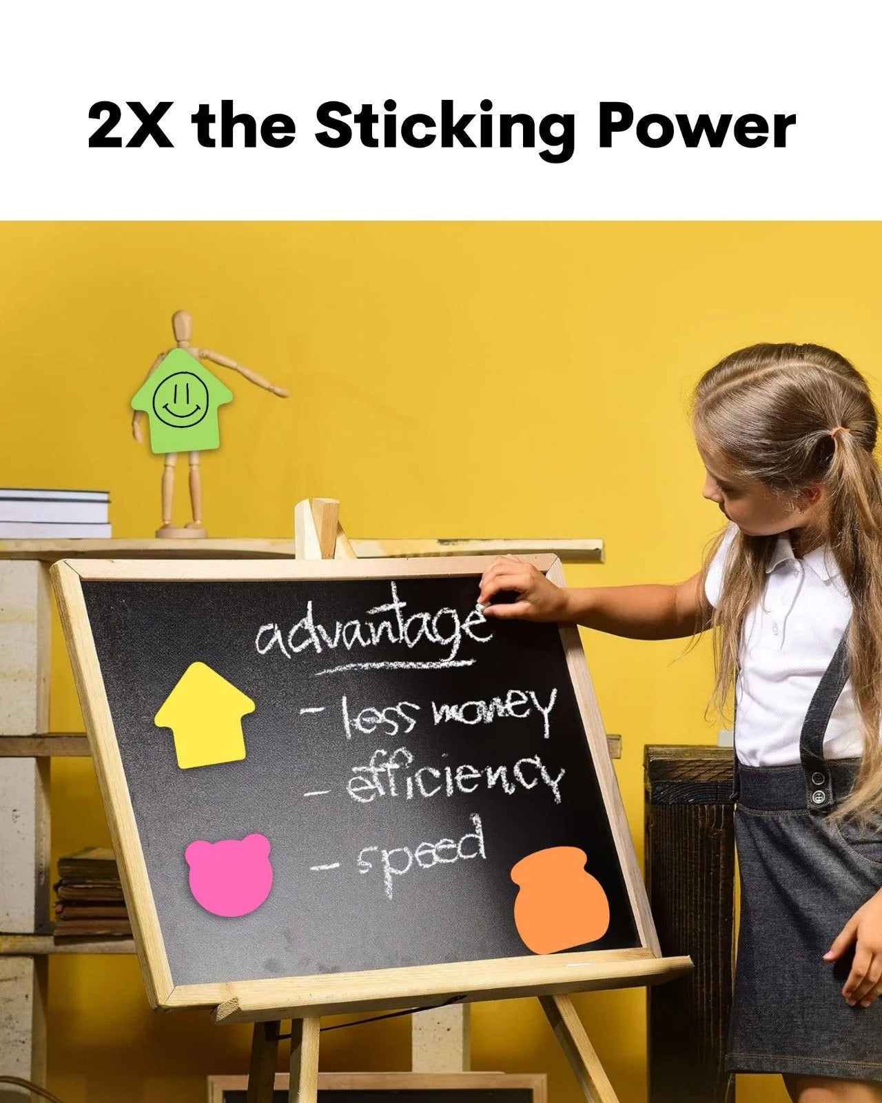 Multi-Shape Fluorescent Sticky Notes Chart – 12 Bright and Colourful Designs, Effective Note-Taking & Organizing