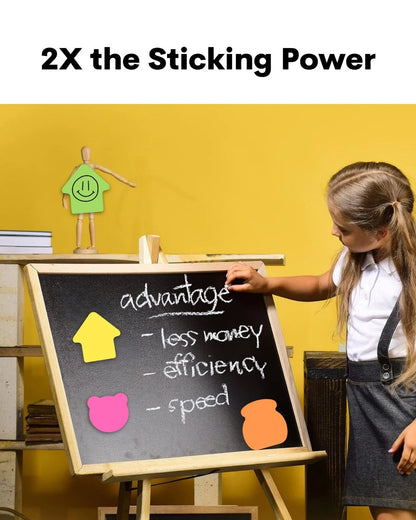 Multi-Shape Fluorescent Sticky Notes Chart – 12 Bright and Colourful Designs, Effective Note-Taking & Organizing