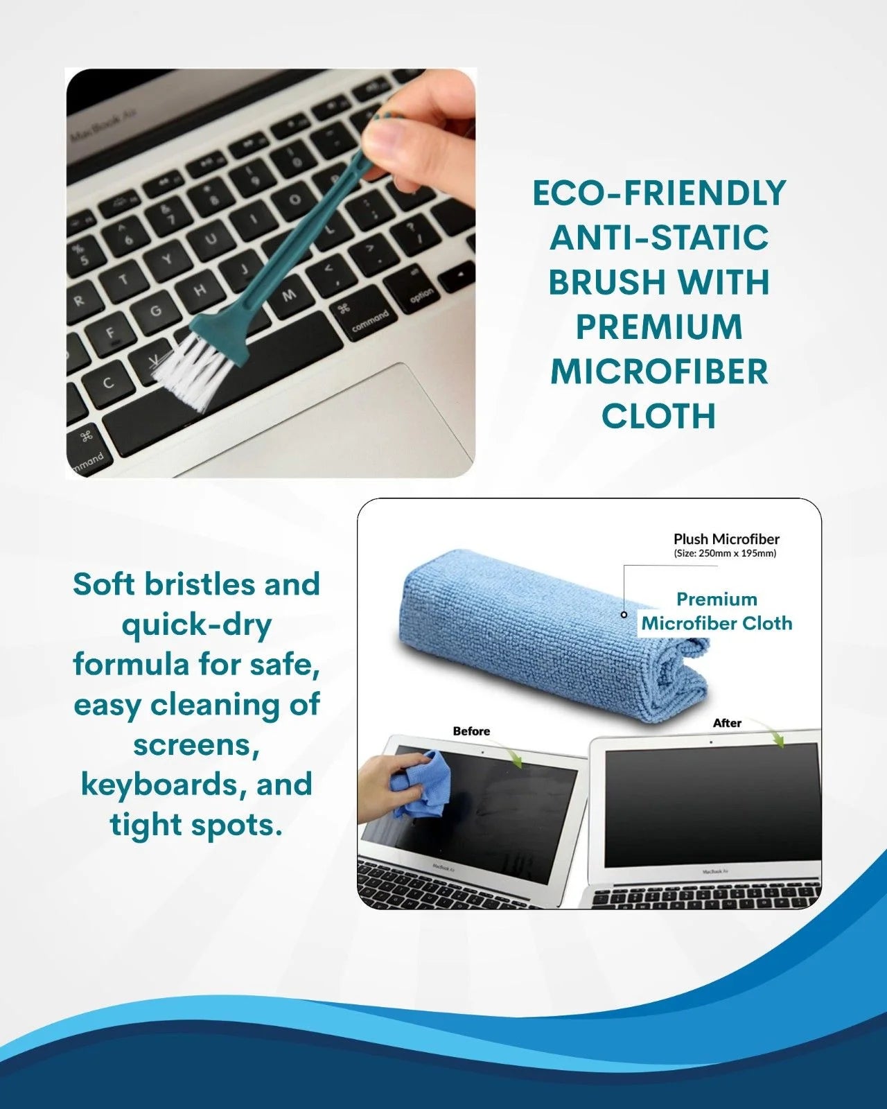 Multipurpose Mobile/Laptop/Glass Screen Cleaning Kit, Quick & Easy Cleaning for All Glass Surfaces, Non-Toxic