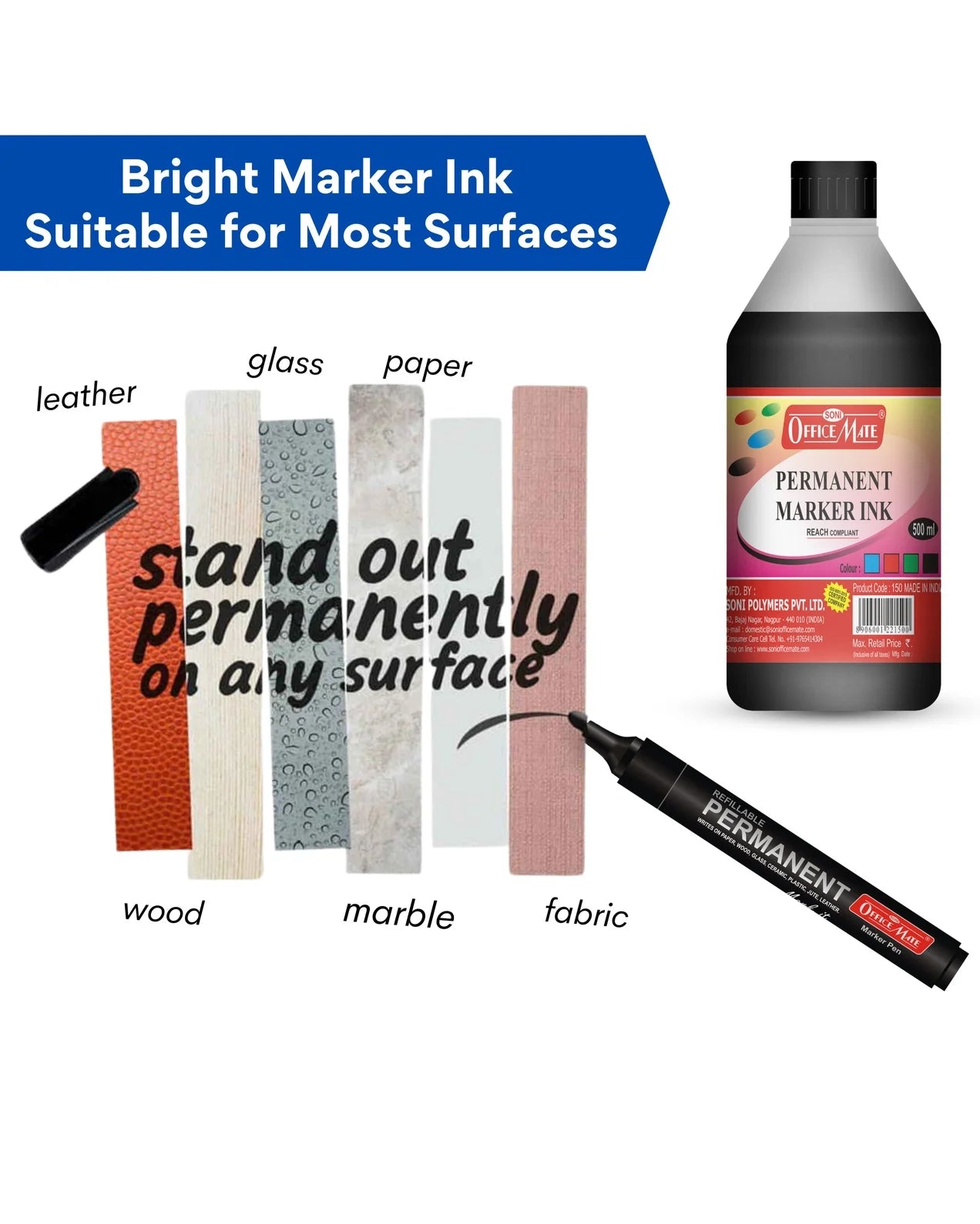 Permanent Marker Refill Ink - 500ml (1pcs) Quick-Drying, Vibrant Colors
