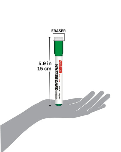 Regular Whiteboard Marker with Duster on cap, Assorted Colour (4 pcs), Vibrant Colours, Eco-friendly, Easy Wipe