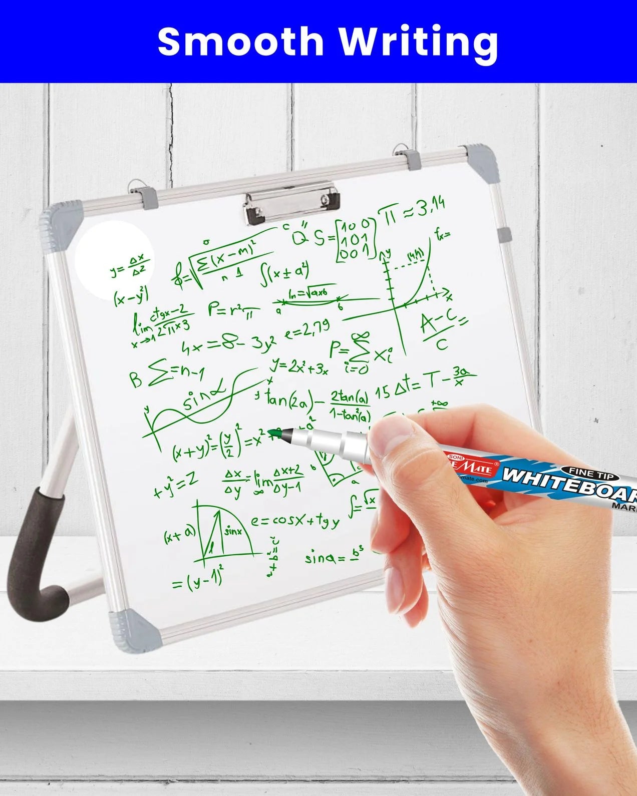 Fine Tip Whiteboard Marker with Duster (10pcs), Extra Precision, Bright Colours, Easy Wipe