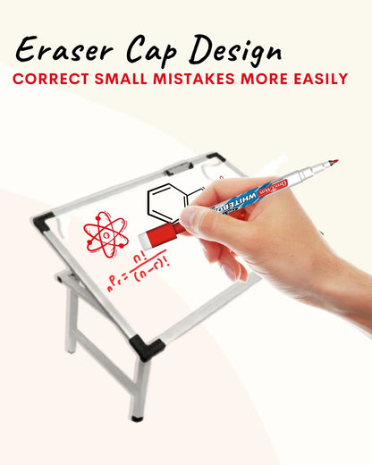 Fine Tip Whiteboard Marker with Duster (10pcs), Extra Precision, Bright Colours, Easy Wipe