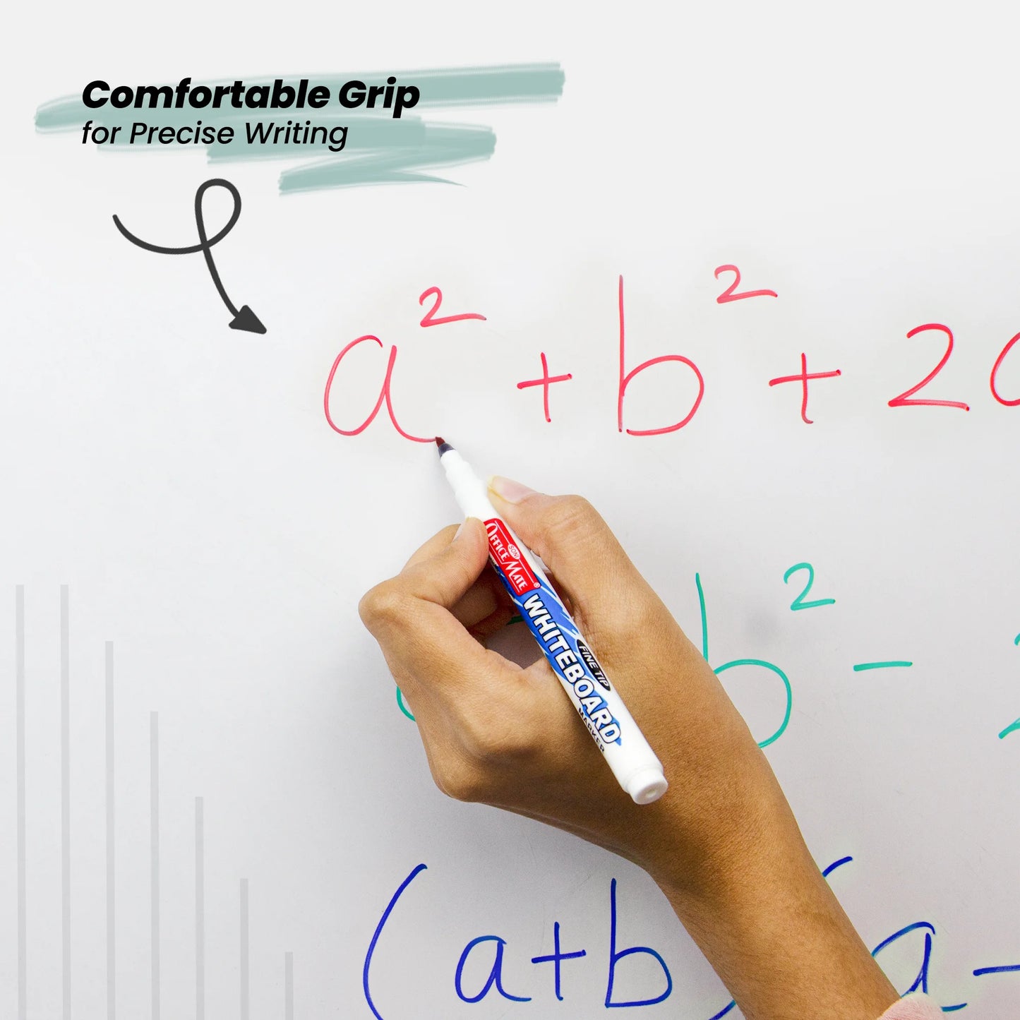 Fine Tip Whiteboard Marker with Duster (10pcs), Extra Precision, Bright Colours, Easy Wipe