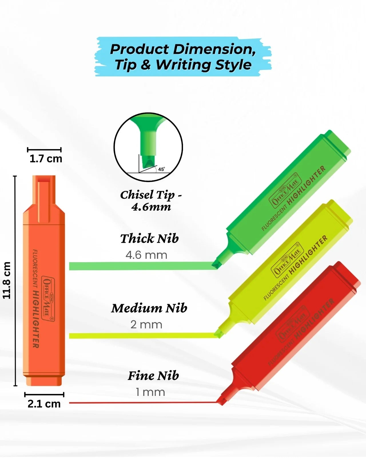 Fluorescent Highlighters – Vibrant Colors, Smooth Flow, 3x Longer Lasting