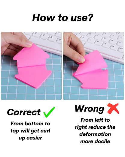 Multi-Shape Fluorescent Sticky Notes – 100 Sheets, Bright and Colourful Designs, Effective Note-Taking & Organizing