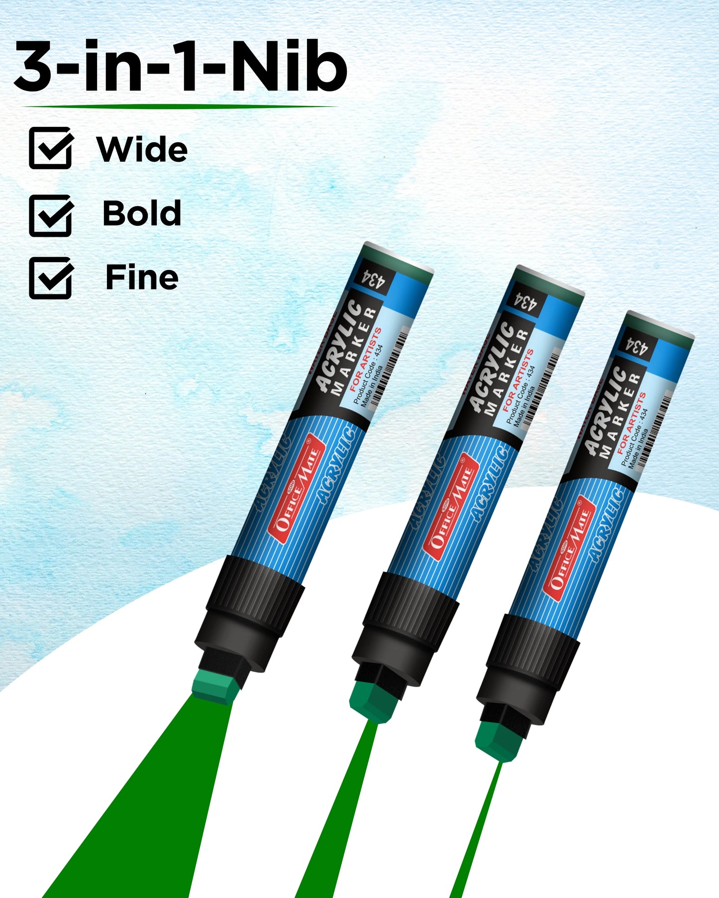 Jumbo Acrylic Marker (6pcs) Water-Based Marker, Wide Tip, Easy to Use