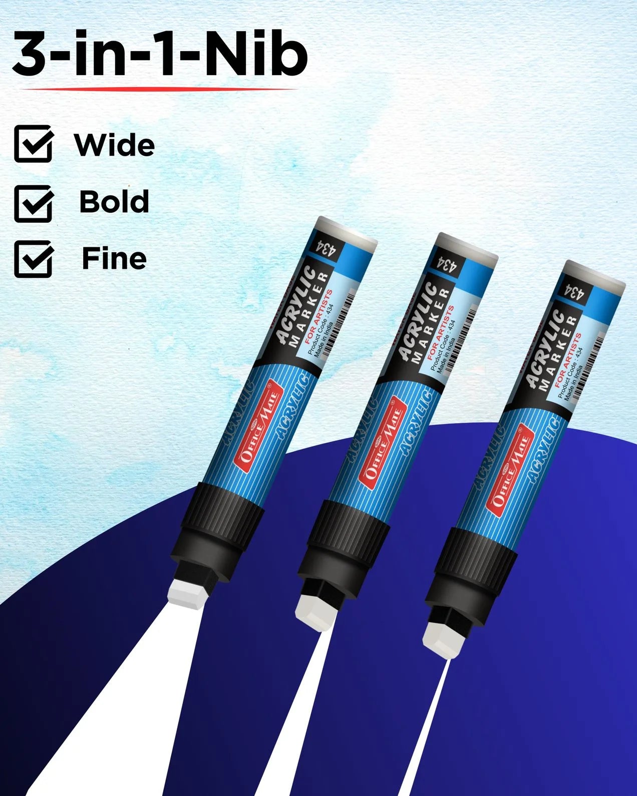 Jumbo Acrylic Marker (6pcs) Water-Based Marker, Wide Tip, Easy to Use