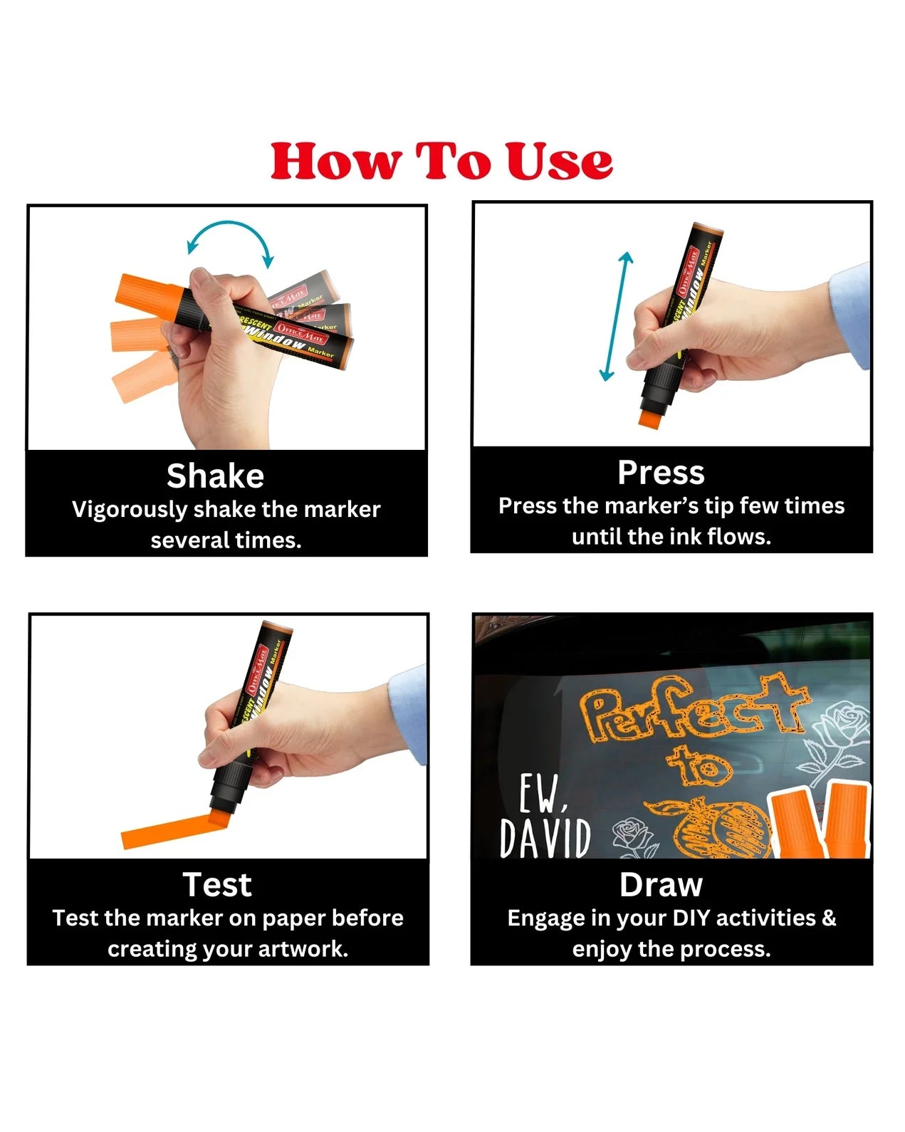 Jumbo Fluorescent Window/Chalk Marker (1pcs) Bold, Bright, Easy Erase