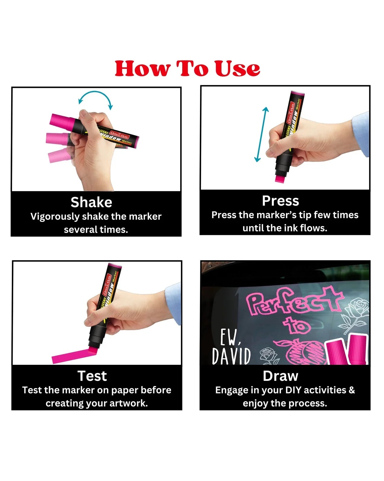 Jumbo Fluorescent Window/Chalk Marker (1pcs) Bold, Bright, Easy Erase