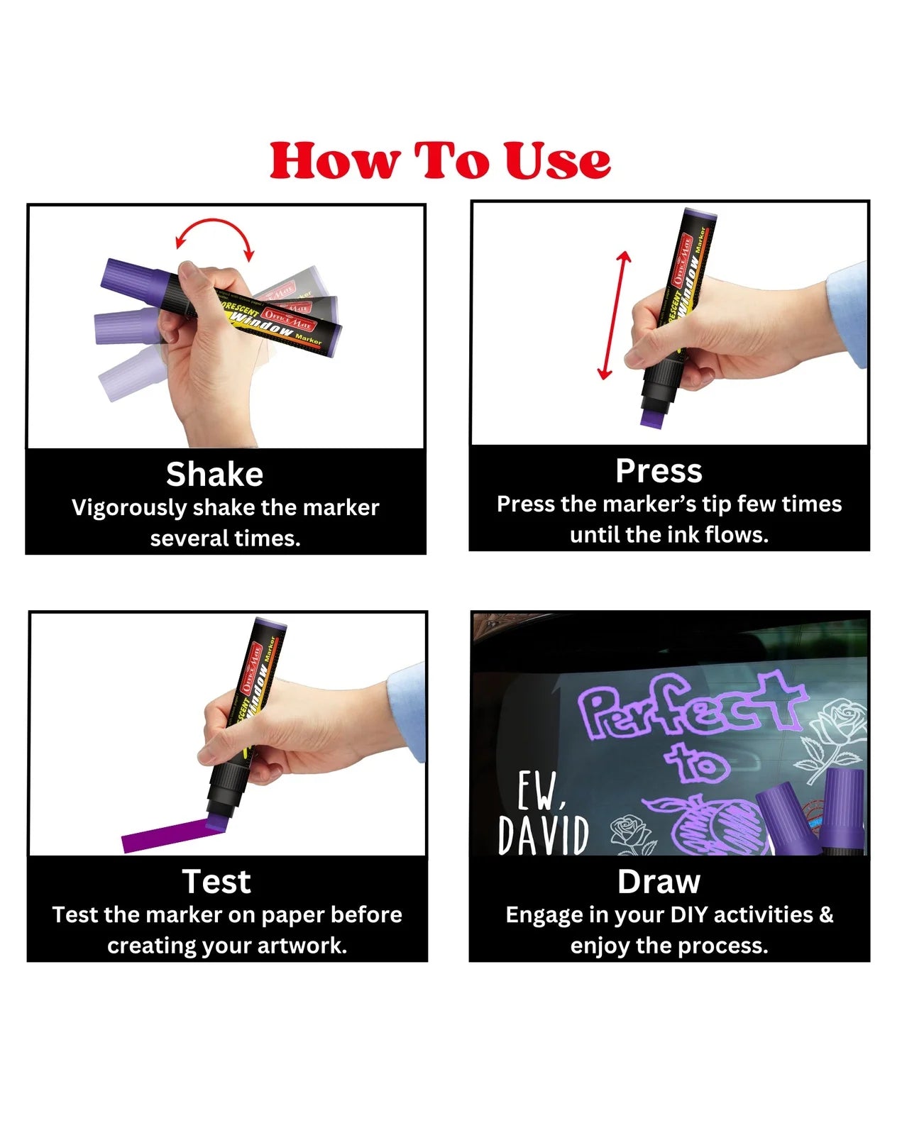 Jumbo Fluorescent Window/Chalk Marker (1pcs) Bold, Bright, Easy Erase