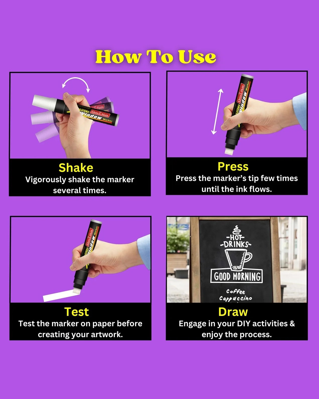 Jumbo Fluorescent Window/Chalk Marker (1pcs) Bold, Bright, Easy Erase