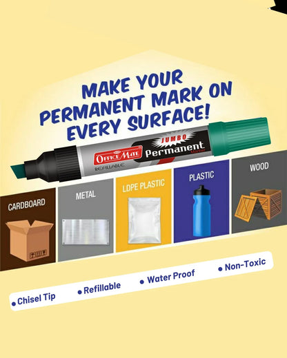 Jumbo Permanent Markers (1 pcs), Extra-Wide Tip, Versatile Use, Quick-Drying, Multi-Surface Marker