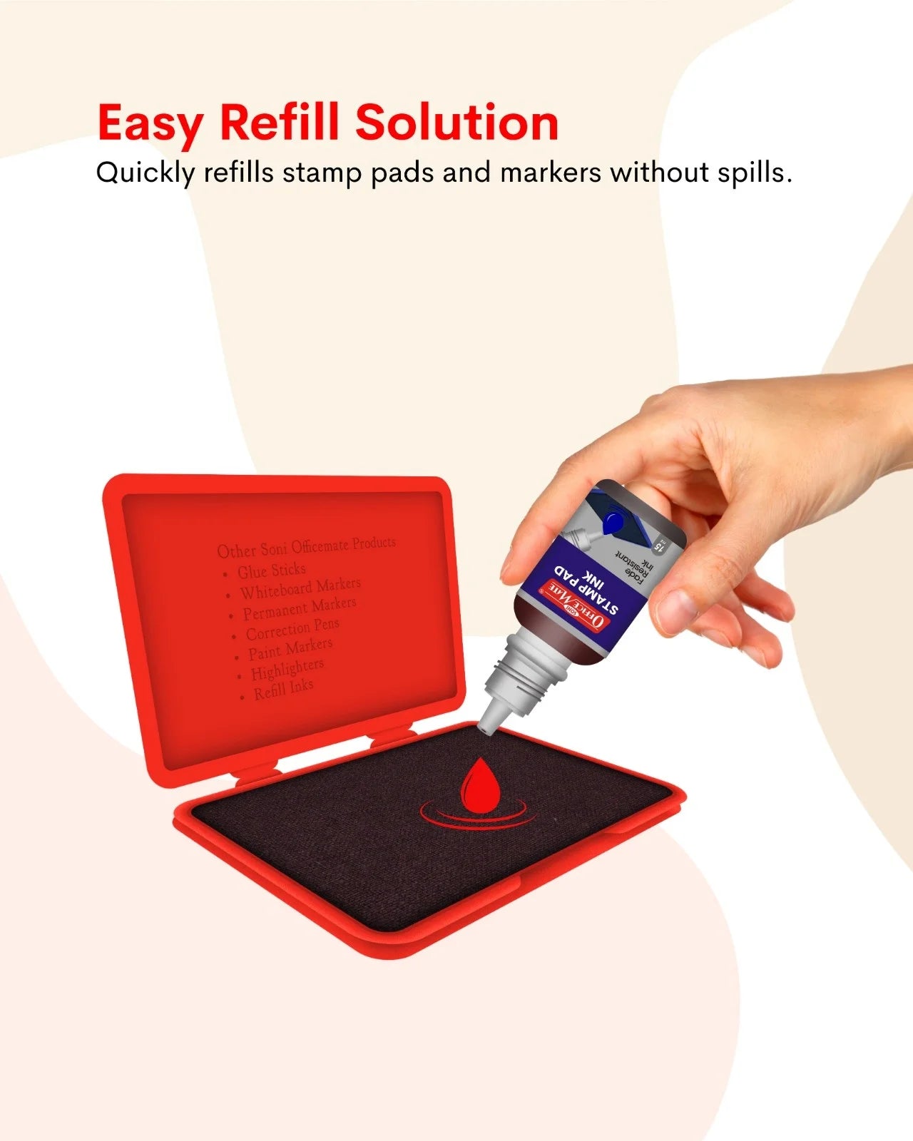 Stamp Pad – Red, Long-Lasting Impressions, Quick-Drying Ink for Any Project