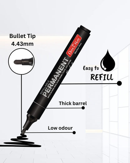 Permanent Combo (4 Permanent Markers + 4 Permanent Markers Inks) Versatile Use, Quick-Drying, Multi-Surface Markers