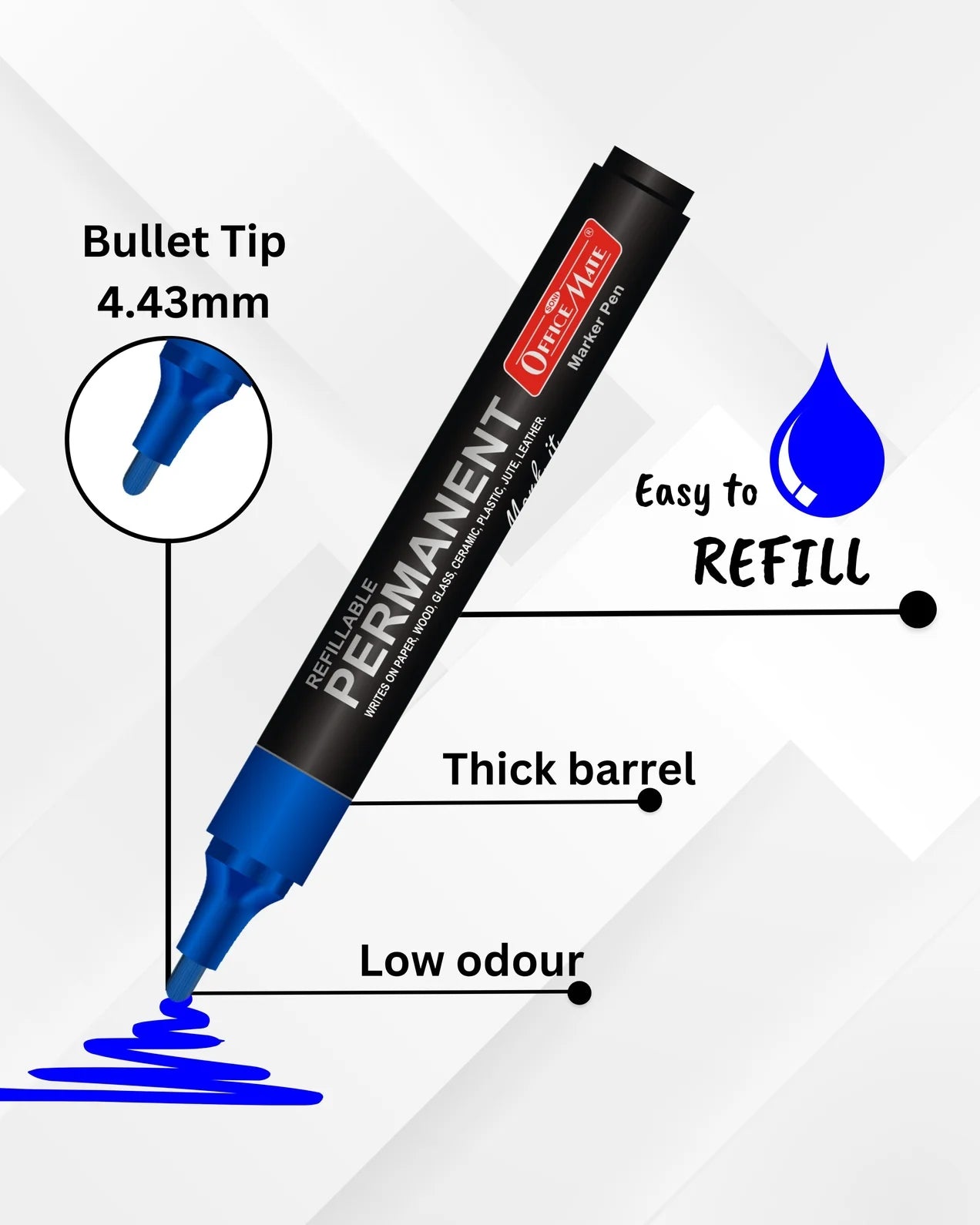 Permanent Combo (4 Permanent Markers + 4 Permanent Markers Inks) Versatile Use, Quick-Drying, Multi-Surface Markers