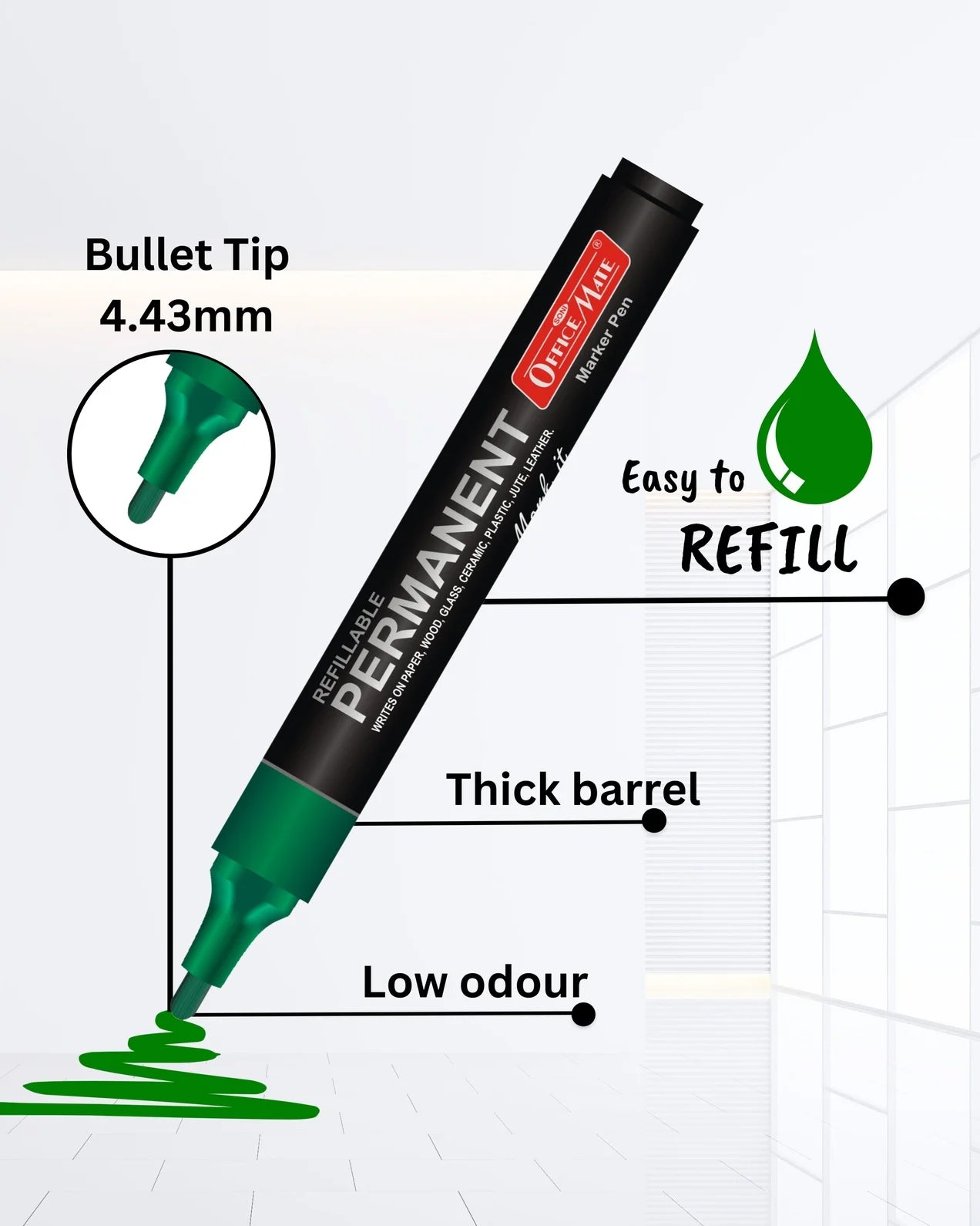 Permanent Combo (4 Permanent Markers + 4 Permanent Markers Inks) Versatile Use, Quick-Drying, Multi-Surface Markers