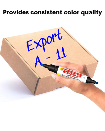 Permanent Marker Double Tip (Bullet + Chisel Tip) – Pack of 10, Quick-Drying, Multi-Surface Marker