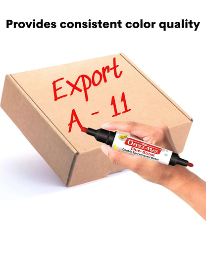 Permanent Marker Double Tip (Bullet + Chisel Tip) – Pack of 10, Quick-Drying, Multi-Surface Marker