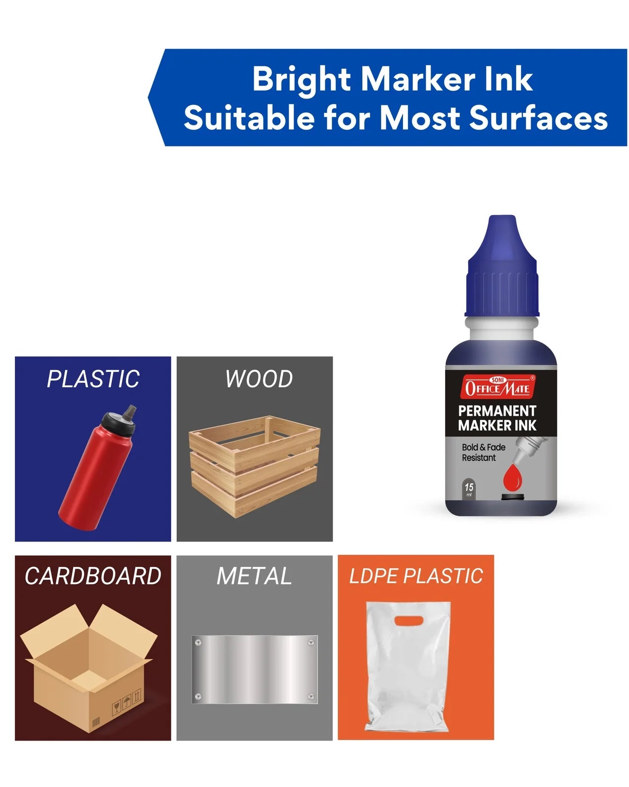 Permanent Marker Refill Ink - 15ml, Quick-Drying, Vibrant Colors