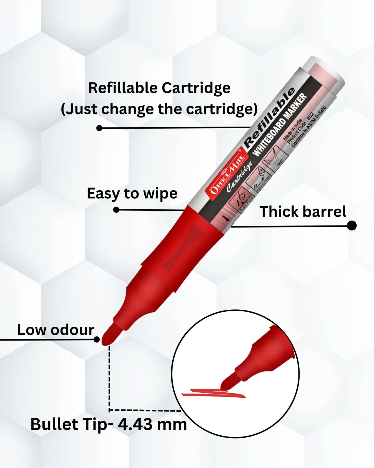 Refillable Cartridges Whiteboard Markers Combo (4 Cartridges Whiteboard Markers + 4 Cartridges) Vibrant Colours, Eco-Friendly, Lasts Longer