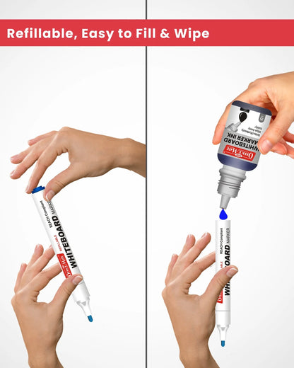 Regular Whiteboard Marker (Anti-Roll Cap) (10 pcs), Vibrant Colour, Eco-Friendly, Easy to Wipe