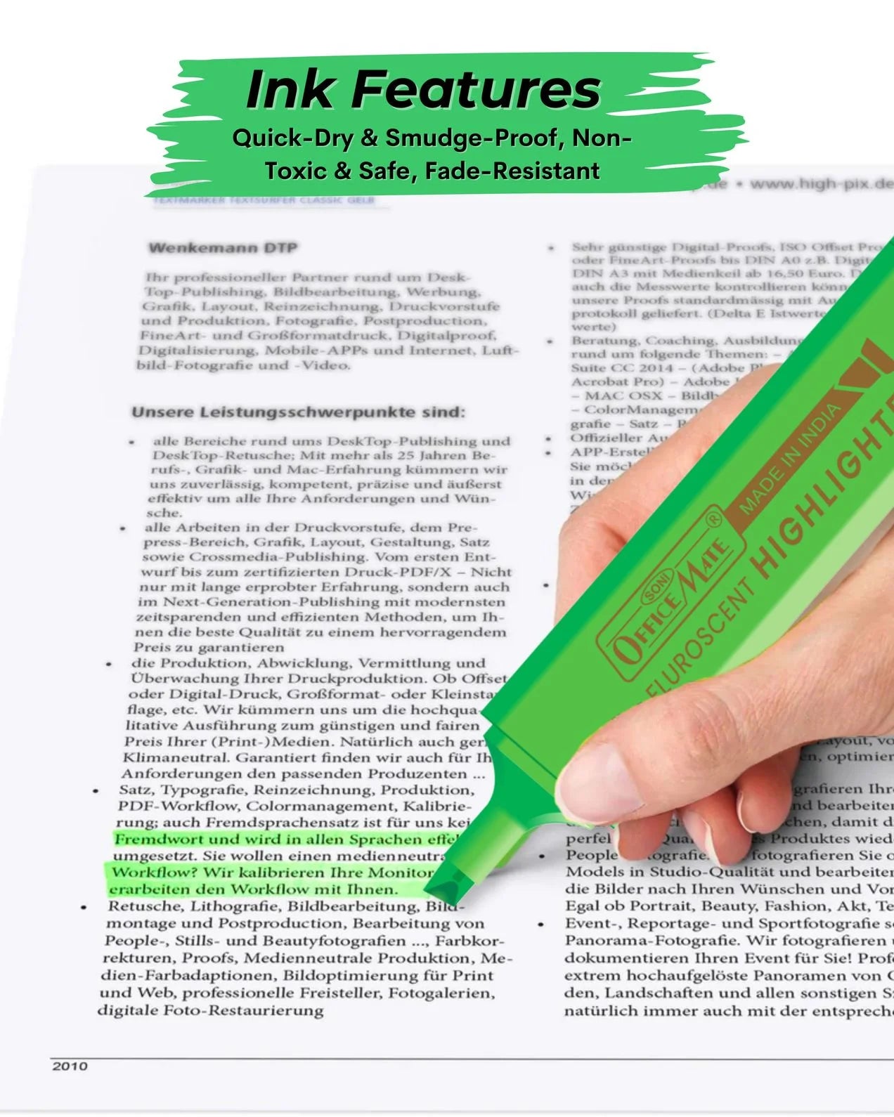 Fluorescent Highlighters (10pcs) – Vibrant Colors, Smooth Flow, 3x Longer Lasting