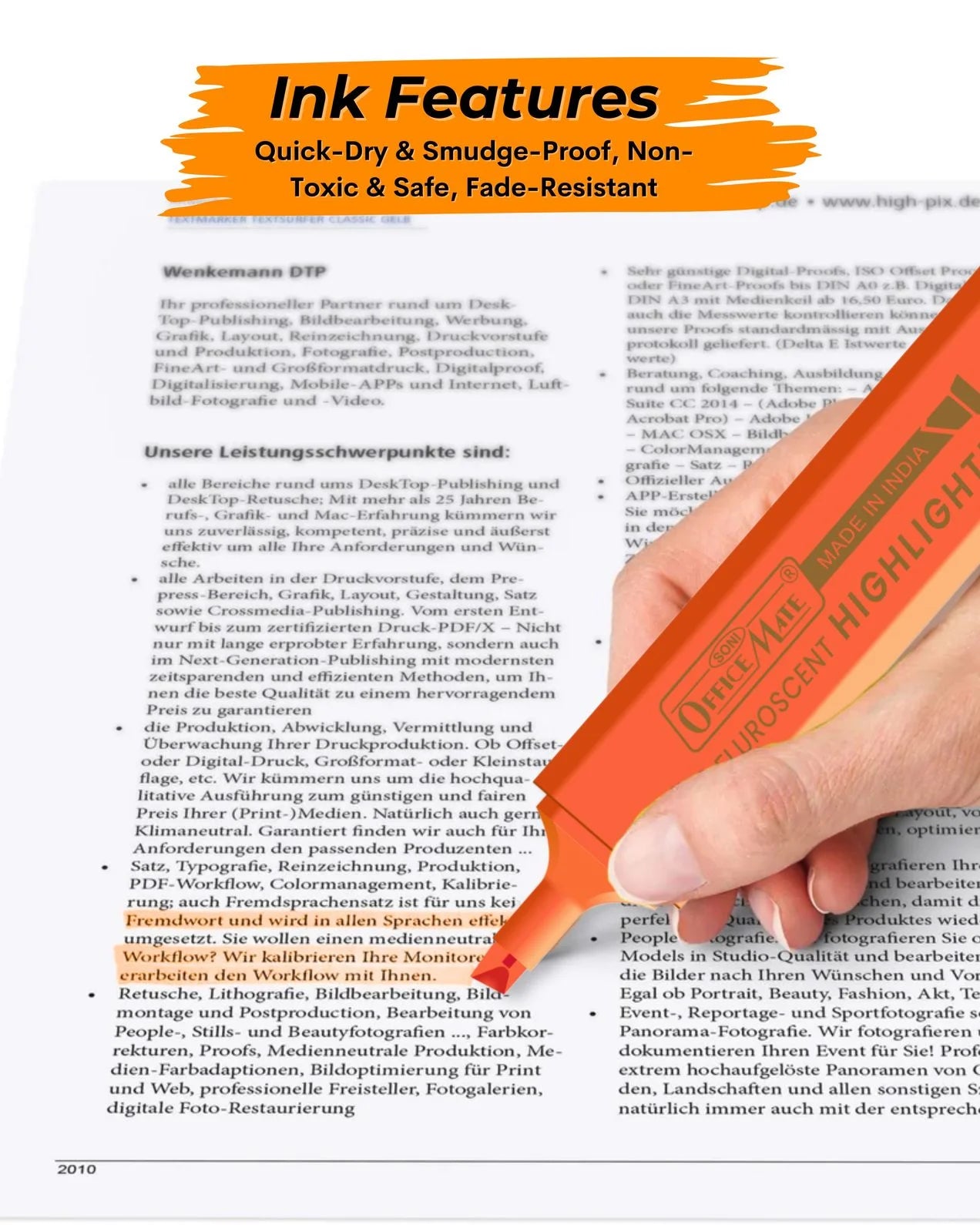 Fluorescent Highlighters (10pcs) – Vibrant Colors, Smooth Flow, 3x Longer Lasting