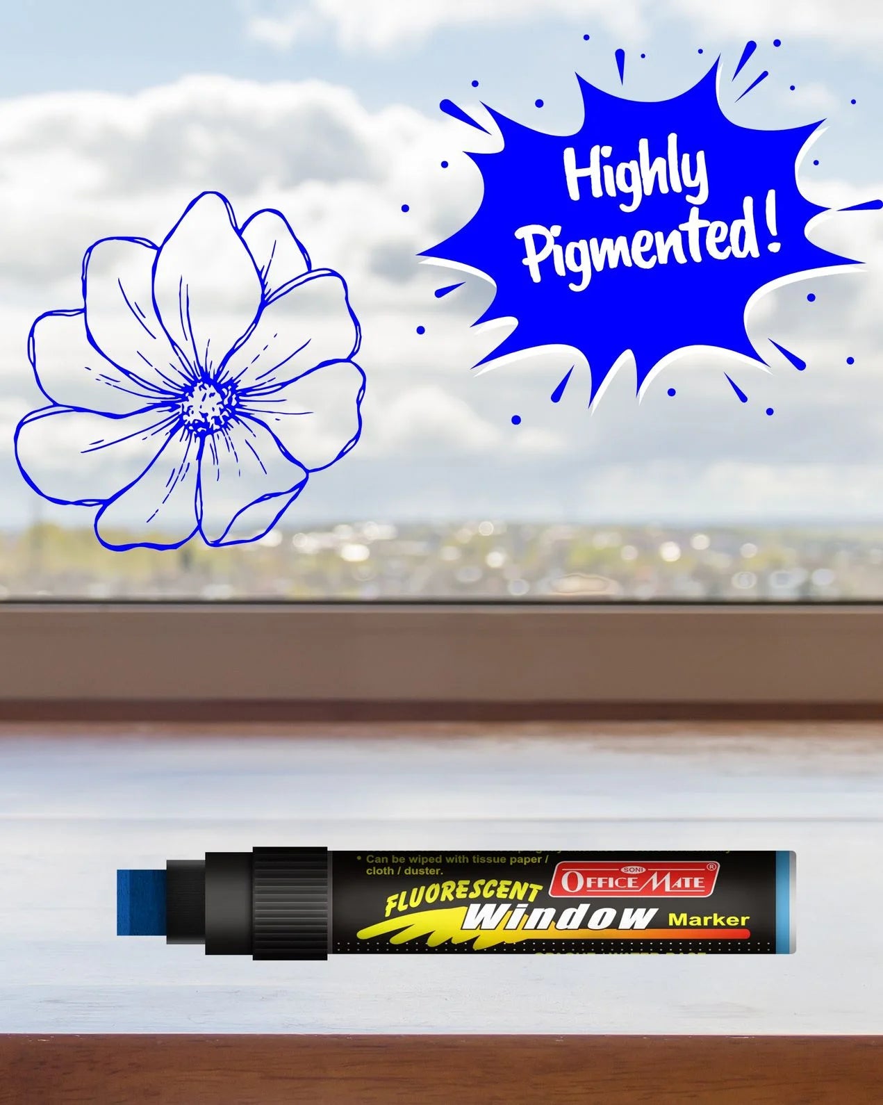Jumbo Fluorescent Window/Chalk Marker (1pcs) Bold, Bright, Easy Erase
