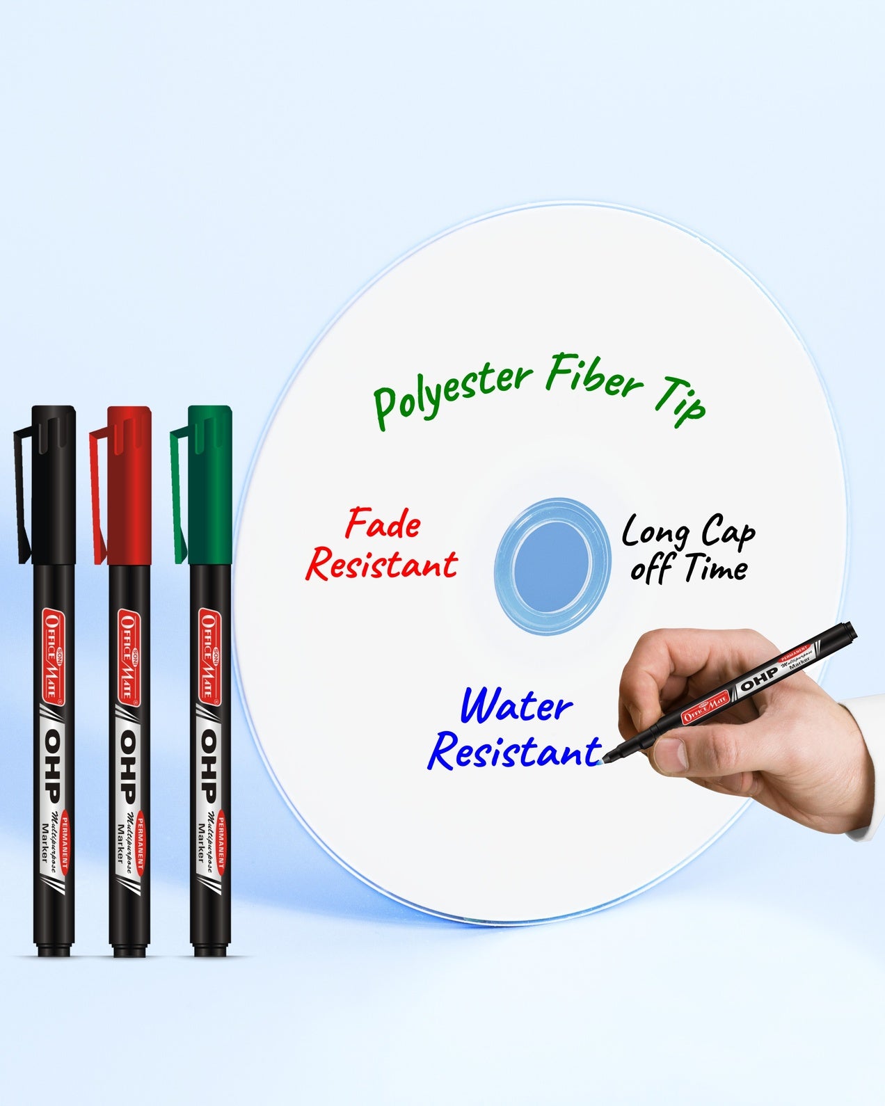 Permanent OHP Markers (4pcs) - Quick Drying, Water Resistant
