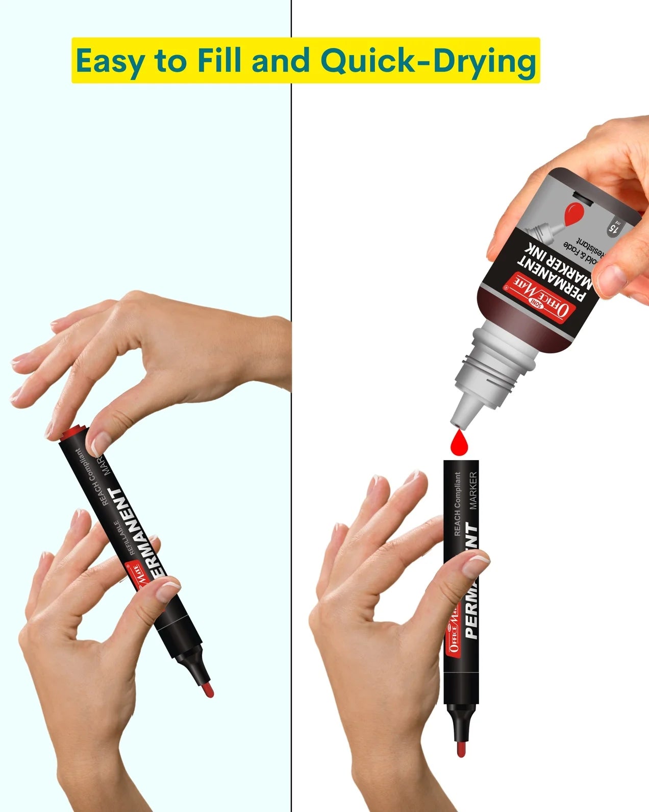 Regular Permanent Markers (Cap with a Clip), Assorted Colour (4 pcs), Versatile Use, Quick-Drying, Multi-Surface Markers