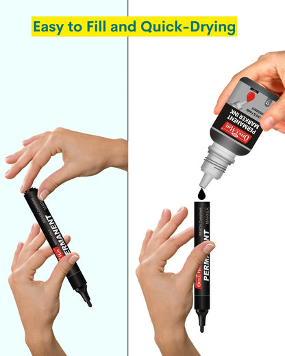Regular Permanent Markers (Anti-Roll Cap), (10 pcs), Versatile Use, Quick-Drying, Multi-Surface Markers