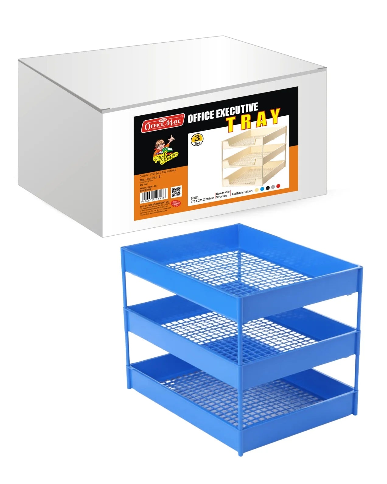 Three Compartment Office Tray – Compact Design, Lightweight, Versatile Use
