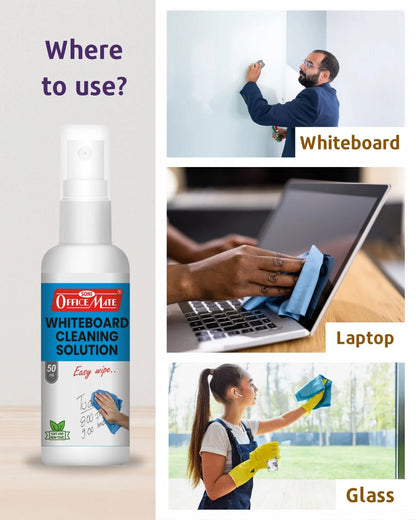 Whiteboard Cleaning Solution (50ml) (1pcs), Spotless Wipes, Eco-Friendly
