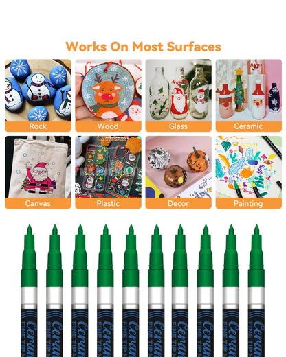 Fine Tip Ceramic Marker Set (10pcs) – Ideal for Ceramic Art, Smudge proof Ink  